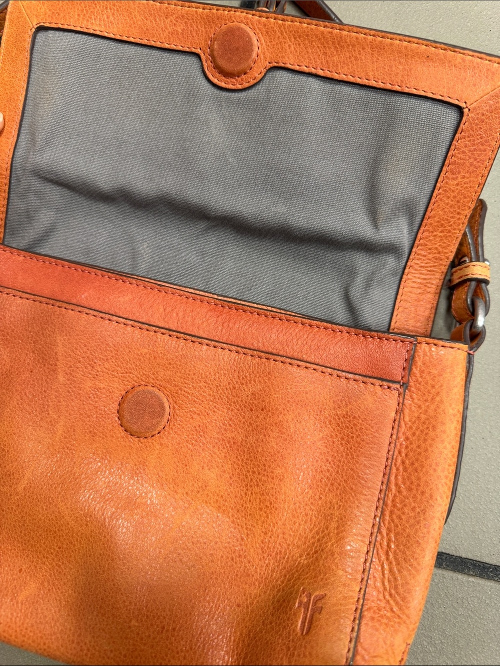 Frye Orange Leather Flap Crossbody - Picture 3 of 8